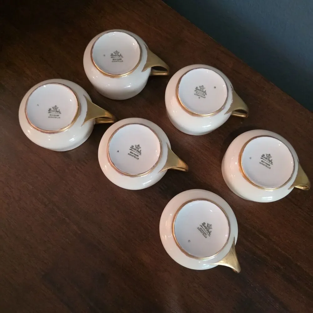 Lot of 6 Rosenthal Bavaria Donatello White Flat Cup Gold Handle & Rim